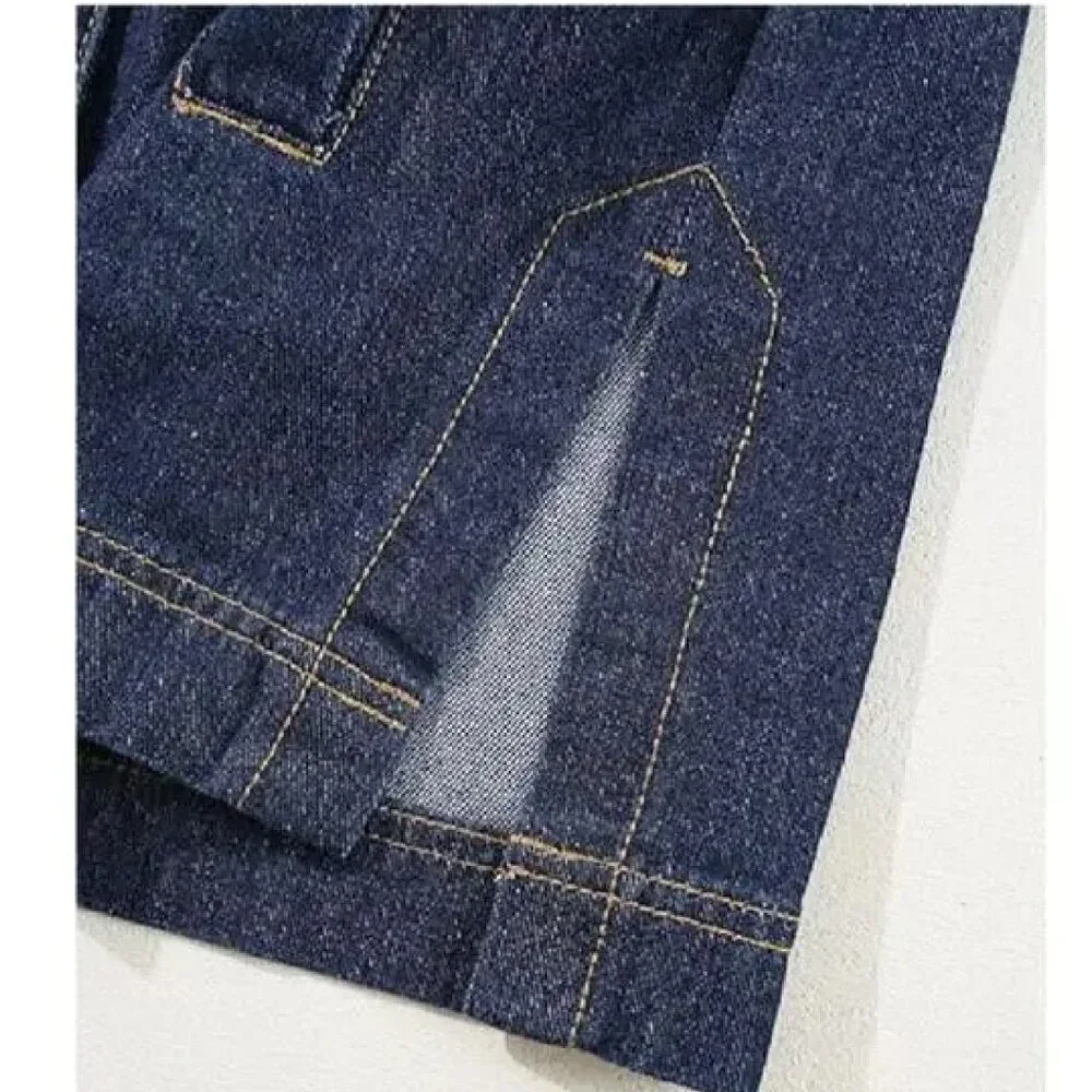 Women's Jean Jacket Boyfriend Button Up Long Sleeve (M) - Picture 5 of 6